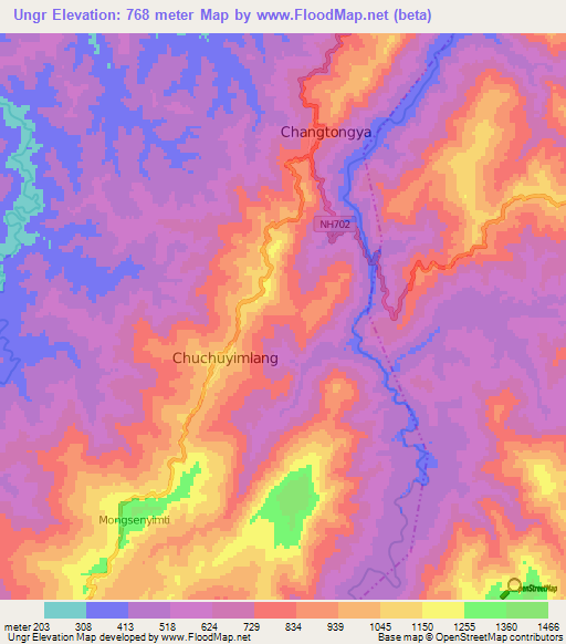 Ungr,India Elevation Map