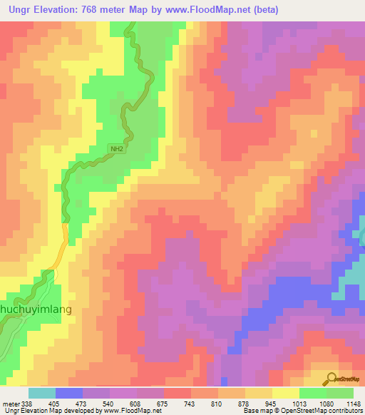 Ungr,India Elevation Map