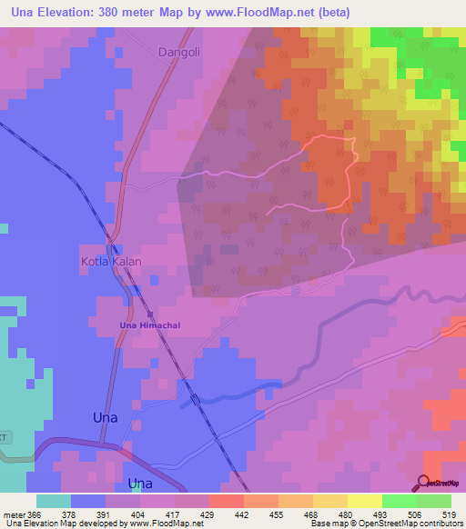 Una,India Elevation Map