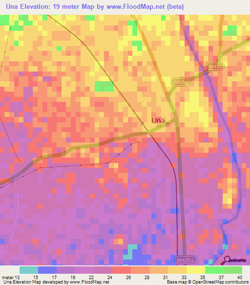 Una,India Elevation Map