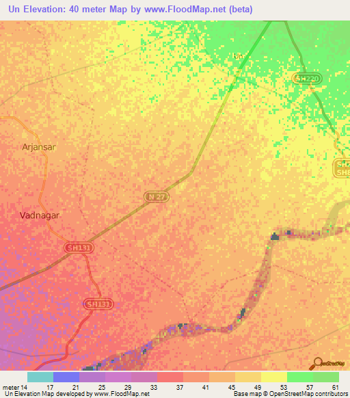 Un,India Elevation Map