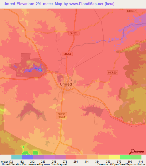 Umred,India Elevation Map