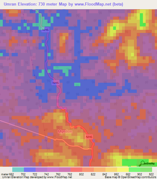 Umran,India Elevation Map