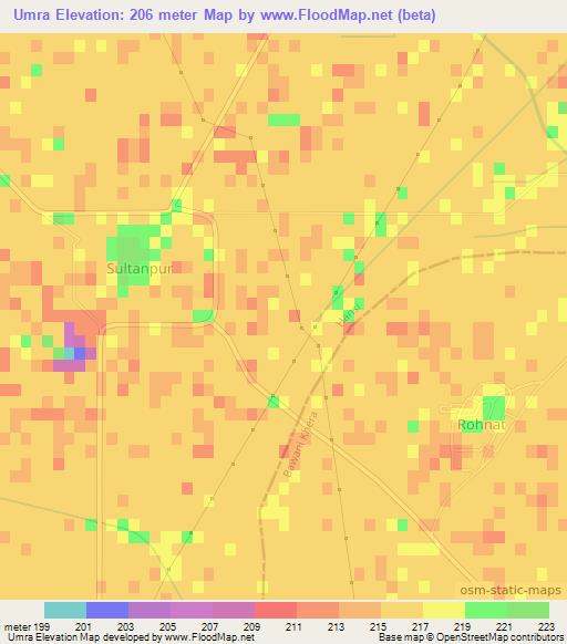 Umra,India Elevation Map