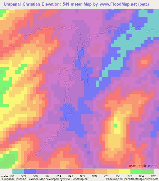 Umpanai Christian,India Elevation Map