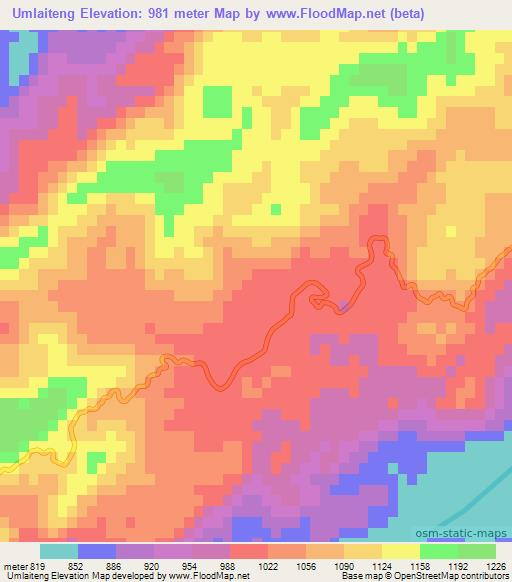Umlaiteng,India Elevation Map