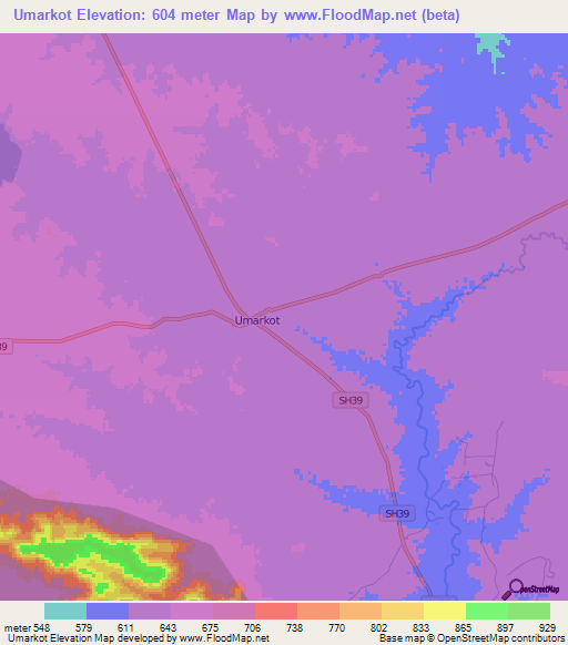 Umarkot,India Elevation Map