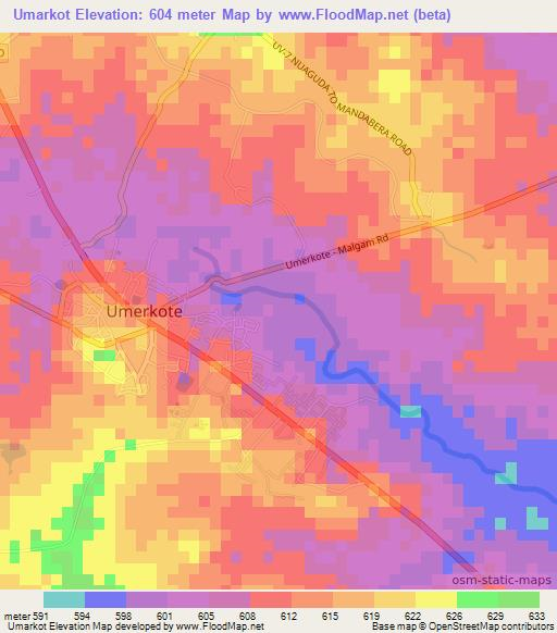 Umarkot,India Elevation Map