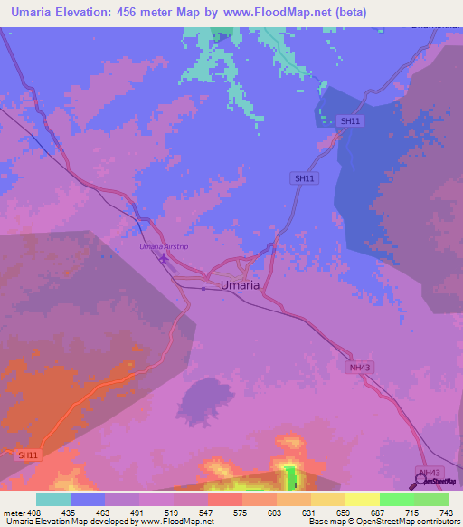 Umaria,India Elevation Map