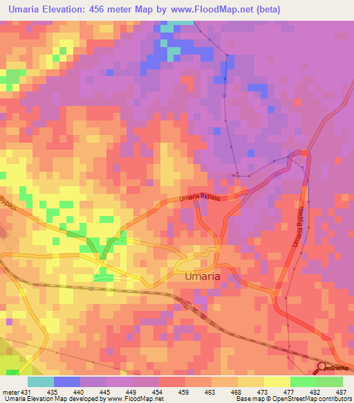 Umaria,India Elevation Map