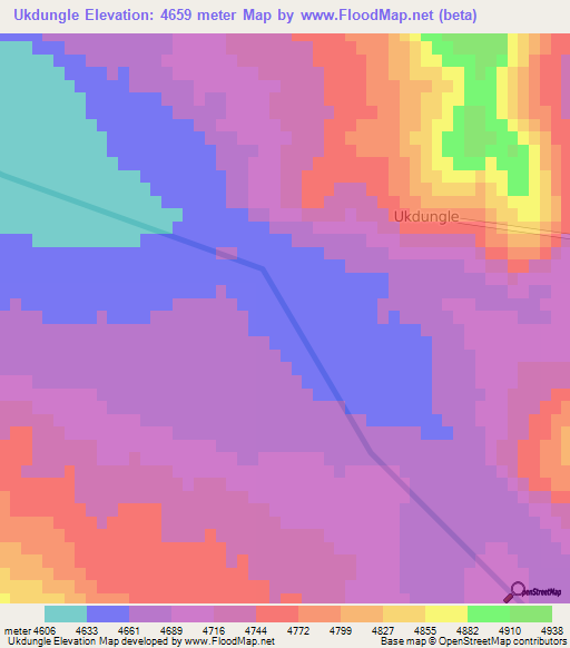 Ukdungle,India Elevation Map