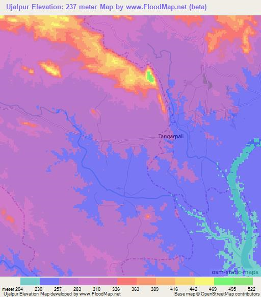 Ujalpur,India Elevation Map