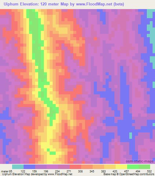 Uiphum,India Elevation Map