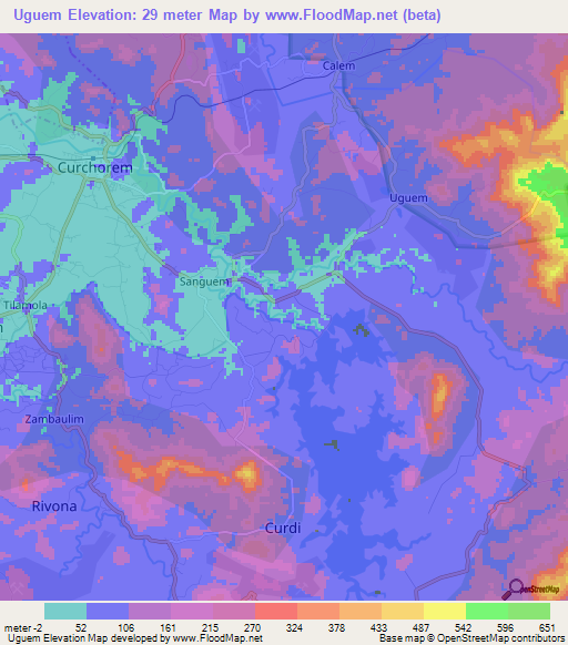 Uguem,India Elevation Map
