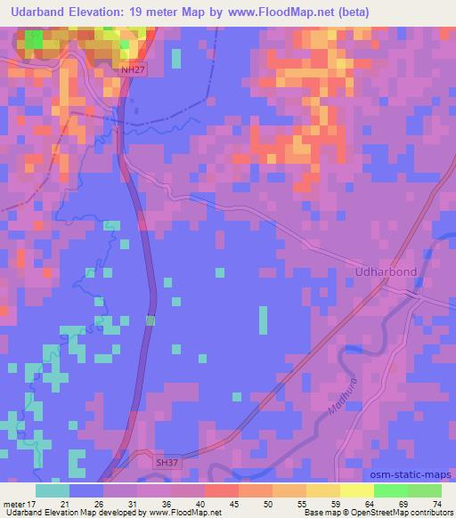 Udarband,India Elevation Map