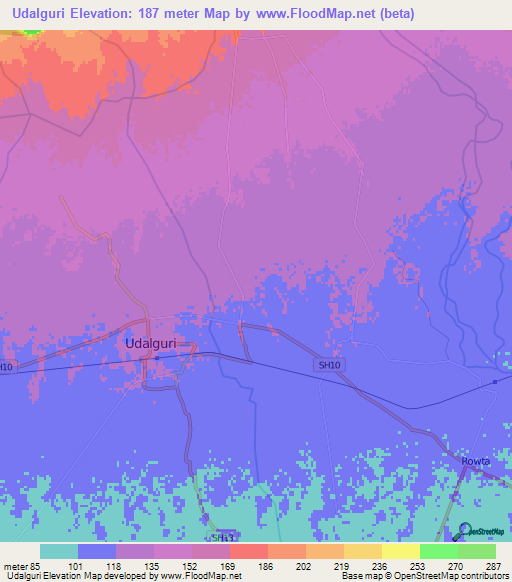 Udalguri,India Elevation Map