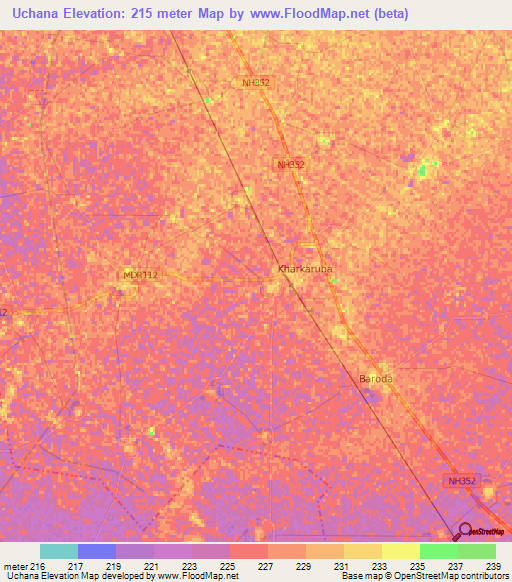 Uchana,India Elevation Map