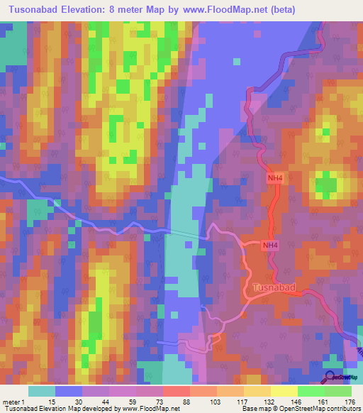 Tusonabad,India Elevation Map