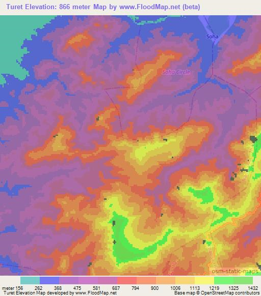 Turet,India Elevation Map