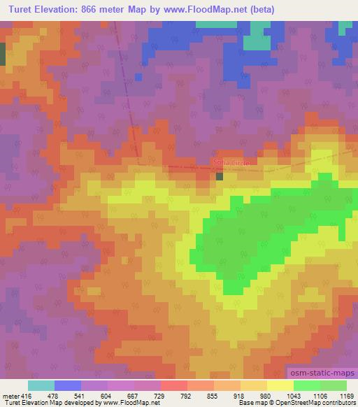 Turet,India Elevation Map