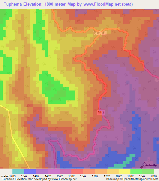 Tuphema,India Elevation Map
