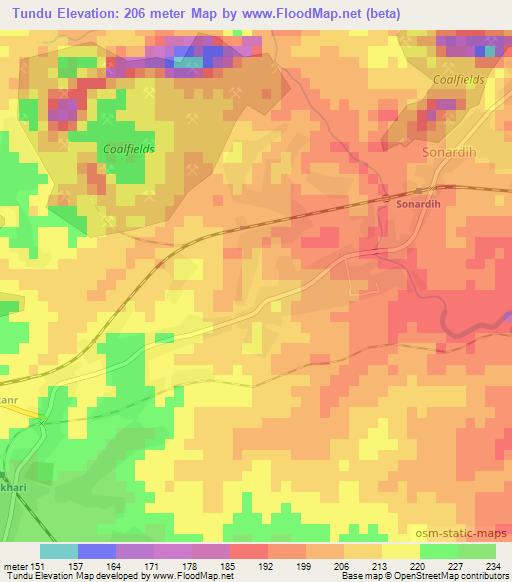Tundu,India Elevation Map
