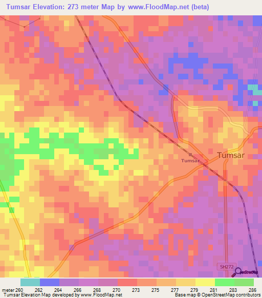 Tumsar,India Elevation Map