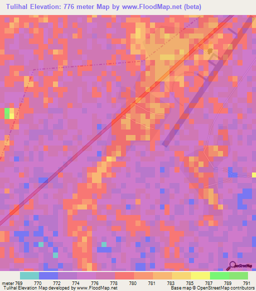 Tulihal,India Elevation Map