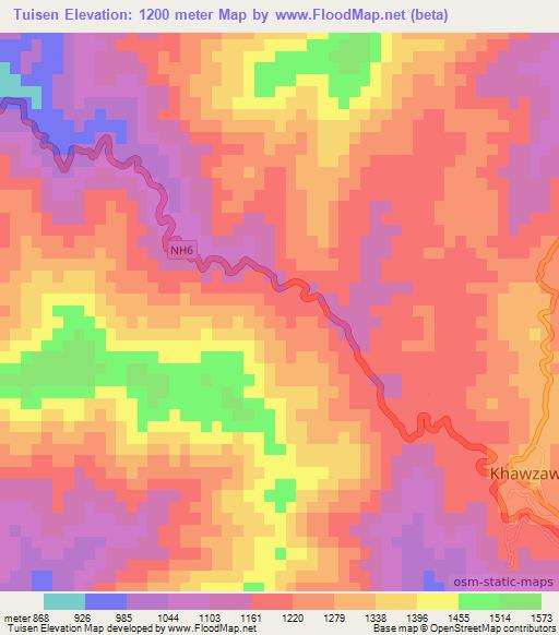 Tuisen,India Elevation Map