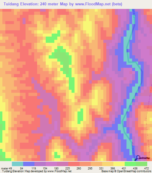 Tuidang,India Elevation Map