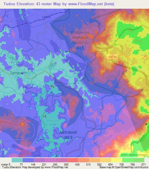Tudou,India Elevation Map