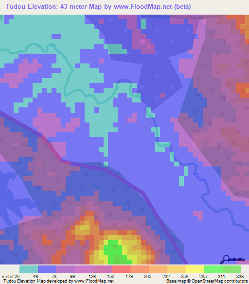 Tudou,India Elevation Map