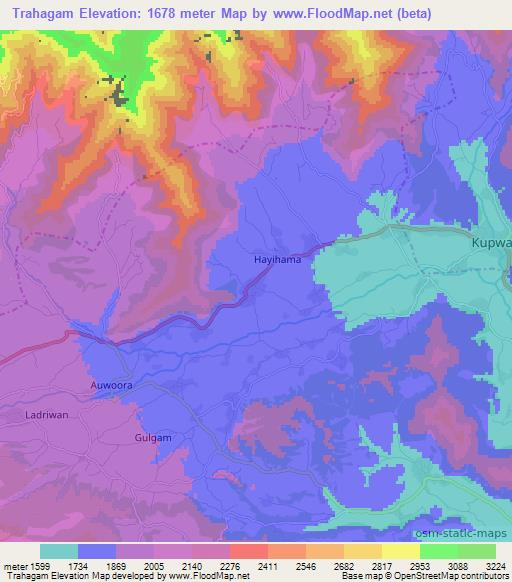 Trahagam,India Elevation Map