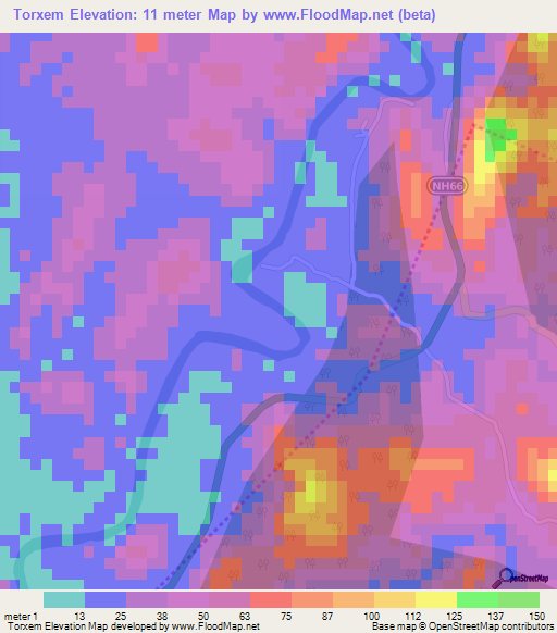 Torxem,India Elevation Map