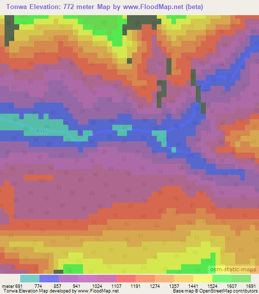 Tonwa,India Elevation Map