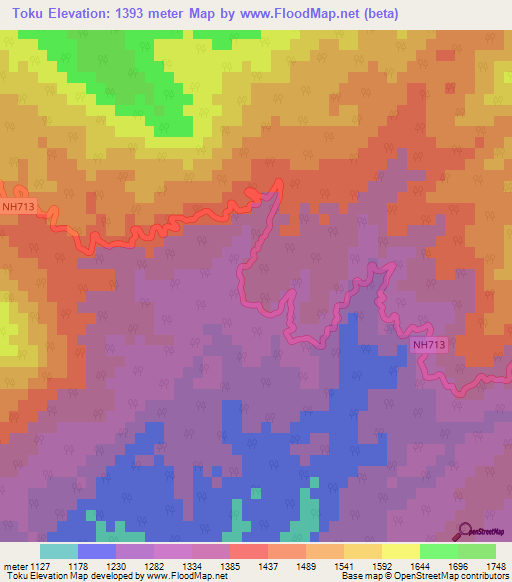 Toku,India Elevation Map