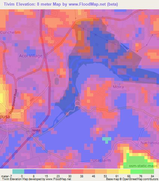 Tivim,India Elevation Map