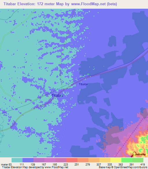 Titabar,India Elevation Map