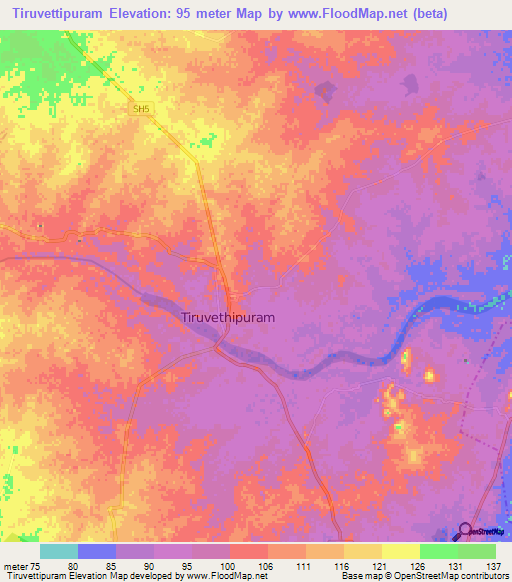 Tiruvettipuram,India Elevation Map