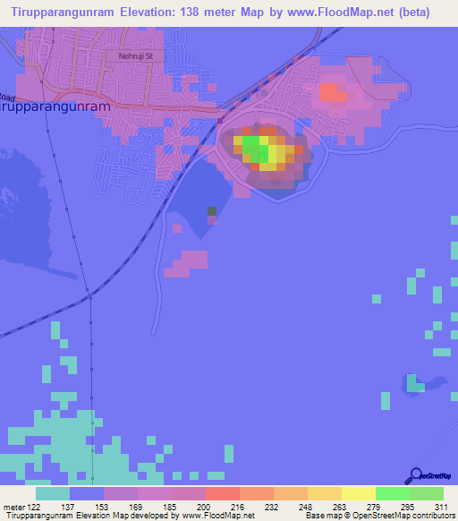Tirupparangunram,India Elevation Map