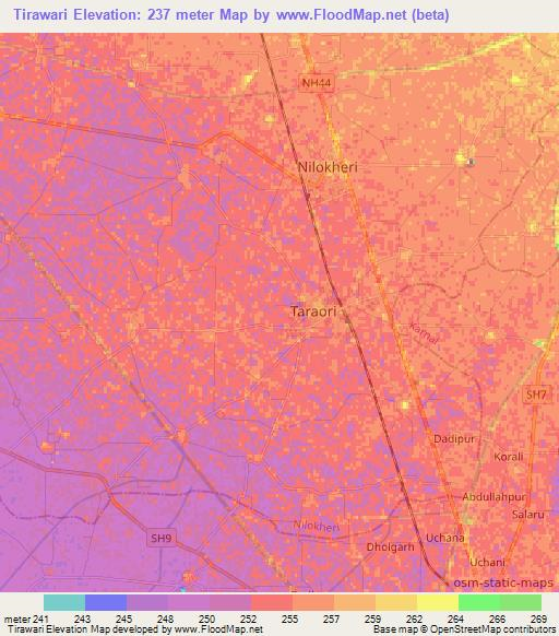 Tirawari,India Elevation Map