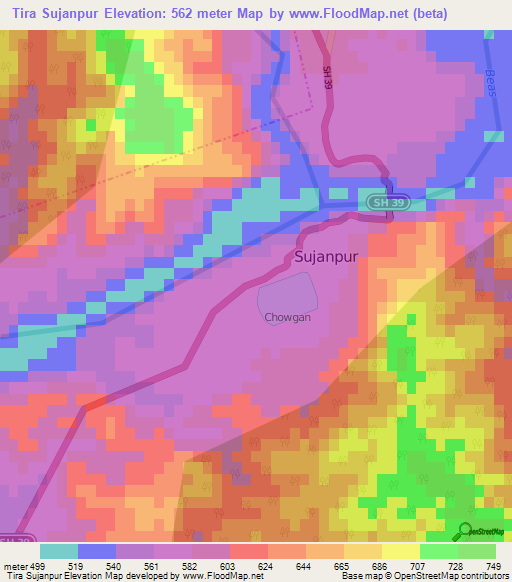 Tira Sujanpur,India Elevation Map