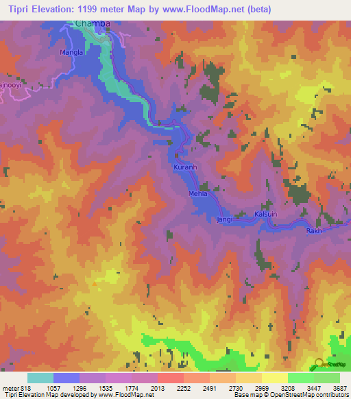 Tipri,India Elevation Map