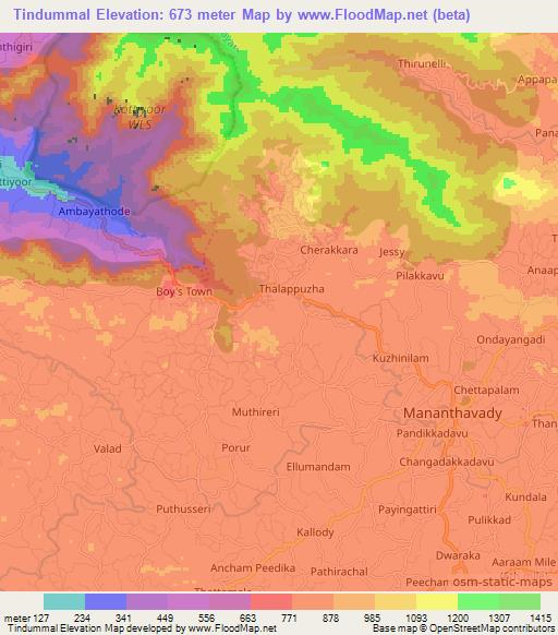 Tindummal,India Elevation Map