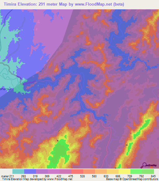 Timira,India Elevation Map