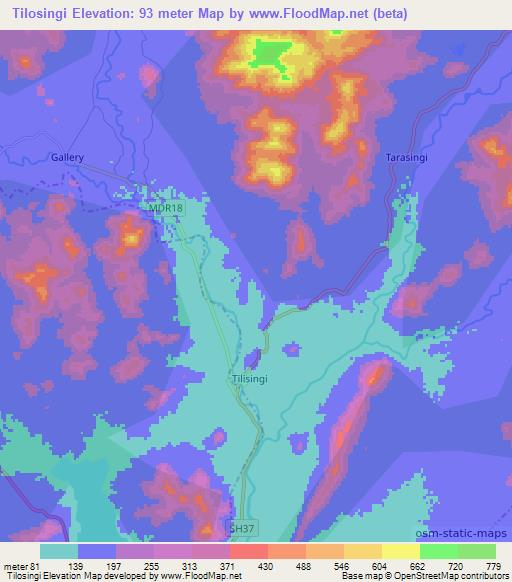 Tilosingi,India Elevation Map