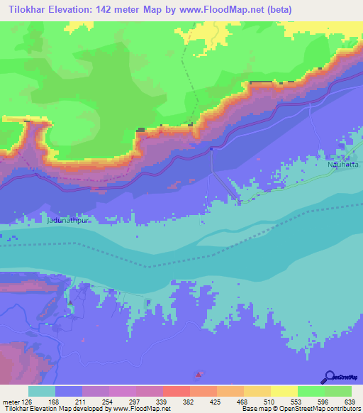 Tilokhar,India Elevation Map