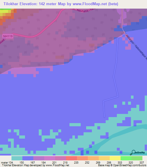 Tilokhar,India Elevation Map