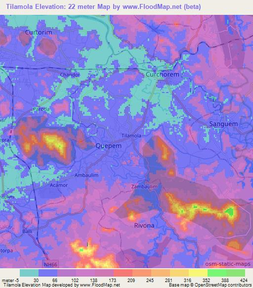 Tilamola,India Elevation Map