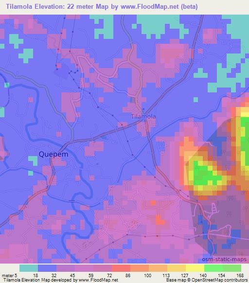 Tilamola,India Elevation Map